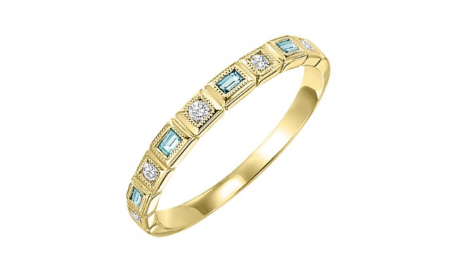 Gems One 10Kt Yellow Gold Diamond (1/12Ctw) & Aquamarine (1/8 Ctw) Ring