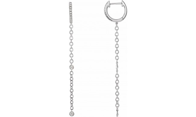 14K White 1/4 CTW Diamond Hinged Hoop Chain Earrings