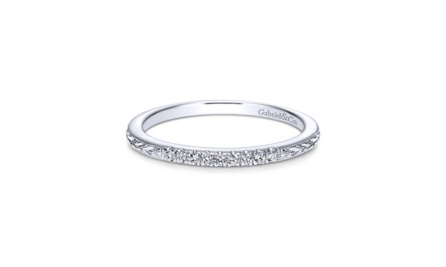 Gabriel & Co. 14k White Gold Victorian Diamond Wedding Band