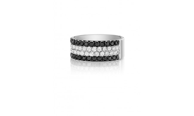 Henri Daussi 9mm Men's Wedding Band  Platinum White B 1.40 Ctw., W 1.10 Ctw. Black Diamond, White Diamond