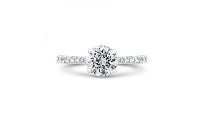 Shah Luxury 14K White Gold Round Cut Diamond Engagement Ring (Semi-Mount)