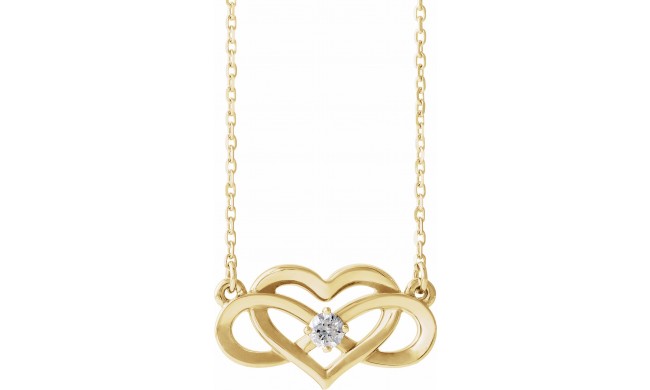 14K Yellow 1/10 CTW Diamond Infinity-Inspired Heart 16-18 Necklace