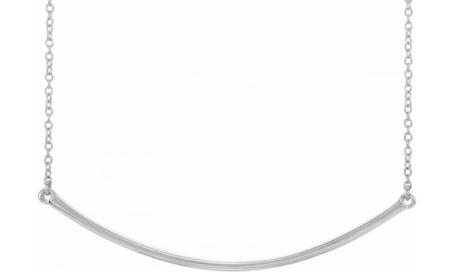 14K White Curved 19.9 Bar Necklace