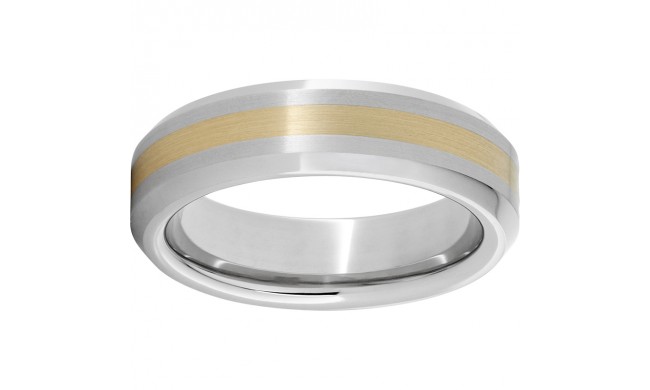 Serinium Beveled Edge Band with a 2mm 18K Yellow Gold Inlay Satin