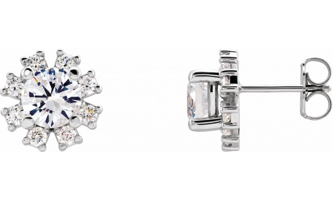 14K White Sapphire & 1/2 CTW Diamond Earrings