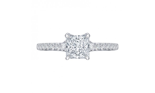 Shah Luxury 14K White Gold Princess Cut Diamond Engagement Ring (Semi-Mount)