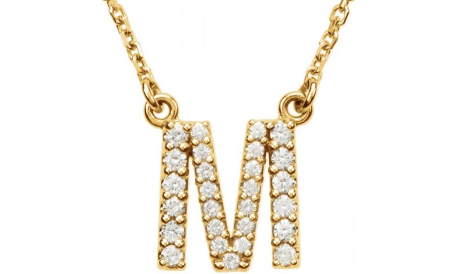 14K Yellow Initial M 1/6 CTW Diamond 16 Necklace