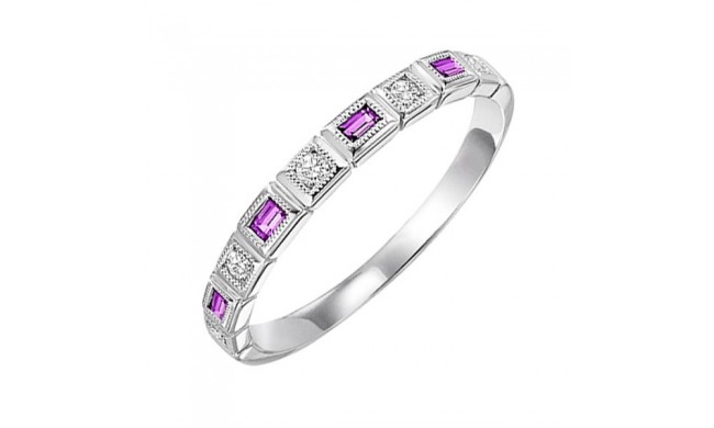 Gems One 14Kt White Gold Diamond (1/10Ctw) & Ruby (1/8 Ctw) Ring