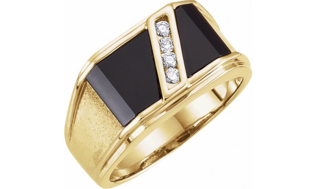 14K Yellow Onyx & 1/8 CTW Diamond Bezel-Set Ring