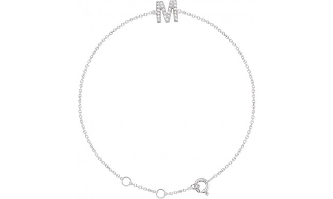 14K White .07 CTW Diamond Initial M 6-7 Bracelet