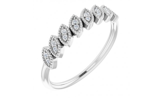 14K White 1/8 CTW Diamond Leaf Ring