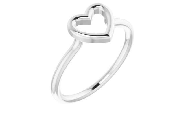 14K White Heart Ring