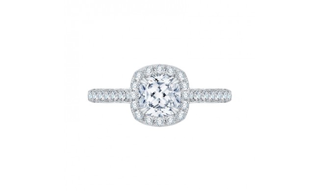 Shah Luxury Cushion Cut Halo Diamond Engagement Ring In 14K White Gold (Semi-Mount)