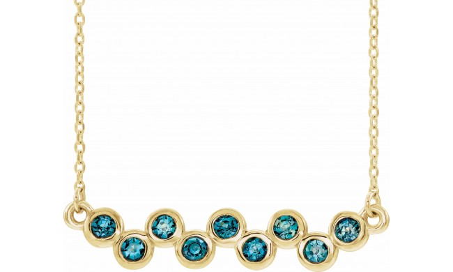 14K Yellow Aquamarine Bezel-Set Bar 16-18 Necklace