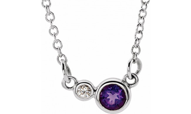 14K White Amethyst & .02 CTW Diamond 18 Necklace