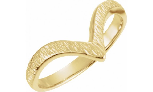 14K Yellow Grooved V Ring