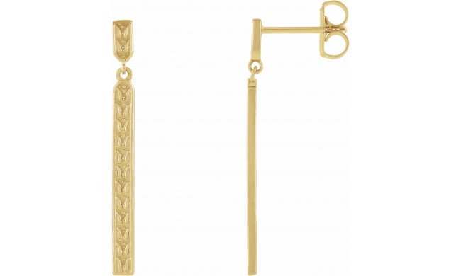 14K Yellow 29x2.4 mm Sculptural Bar Earrings