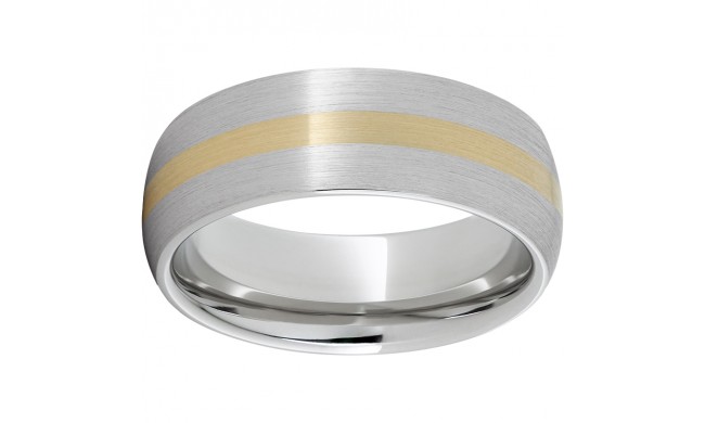 Serinium Domed Band with a 2mm 14K Yellow Gold Inlay and a Satin Finish