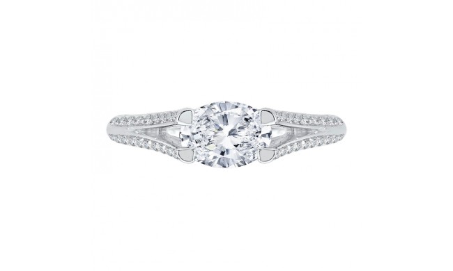 Shah Luxury 14K White Gold Oval Diamond Engagement Ring with Split Shank (Semi-Mount)