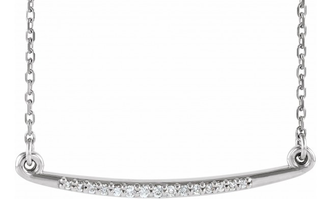 14K White .05 CTW Diamond Curved Bar 16-18 Necklace