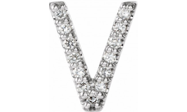 14K White .03 CTW Diamond Single Initial V Earring