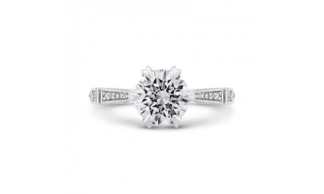 Shah Luxury 14K White Gold Round Cut Diamond Engagement Ring (Semi-Mount)