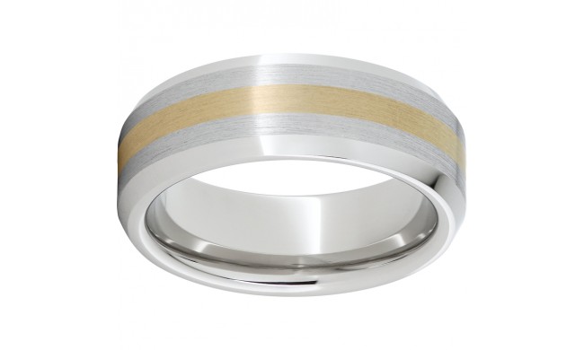 Serinium Beveled Edge Band with a 2mm 14K Yellow Gold Inlay