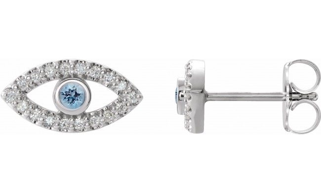14K White Aquamarine & White Sapphire Earrings
