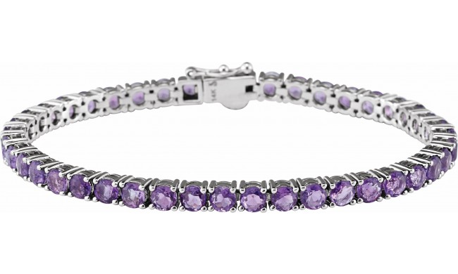 14K White Amethyst 7.15 Line Bracelet