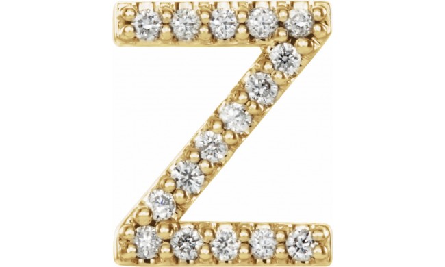 14K Yellow .06 CTW Diamond Single Initial Z Earring