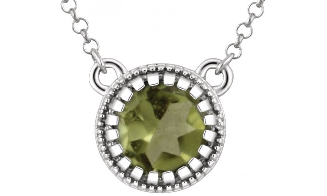 14K White Peridot August 18 Birthstone Necklace