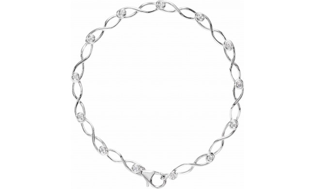 14K White 1/8 CTW Diamond 7 Link Bracelet