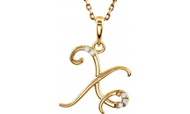 14K Yellow .02 CTW Diamond Initial X 18 Necklace