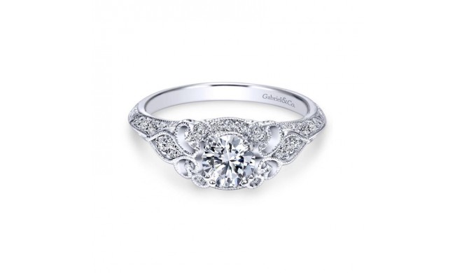 Gabriel & Co. 14k White Gold Victorian Vintage Engagement Ring