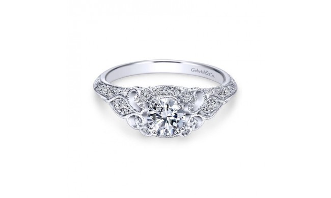 Gabriel & Co. 14k White Gold Victorian Vintage Engagement Ring