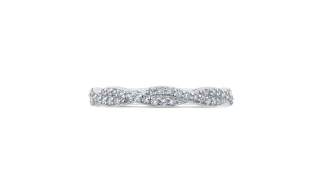 Shah Luxury 14K White Gold Round Diamond Crossover Wedding Band