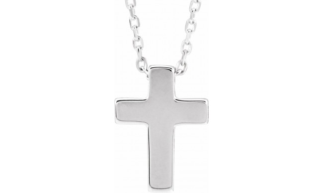 14K White Petite Cross 16-18 Necklace