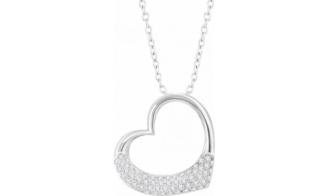 14K White 1/5 CTW Diamond Heart 16-18 Necklace