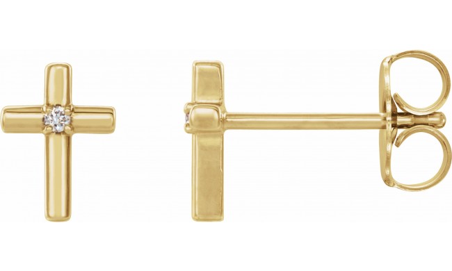 14K Yellow .01 CTW Diamond Cross Earrings