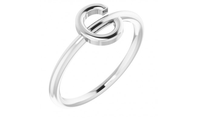 14K White Initial C Ring