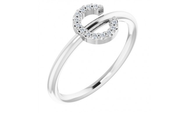 14K White .05 CTW Diamond Initial C Ring