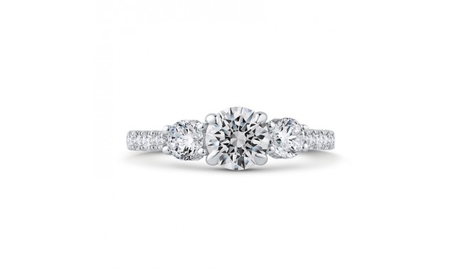 Shah Luxury 14K White Gold Round Diamond Three-Stone Plus Engagement Ring with Round Shank (Semi-Mount)