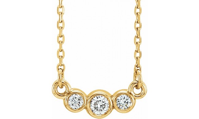 14K Yellow Graduated Bezel-Set 1/8 CTW Diamond 16-18 Necklace