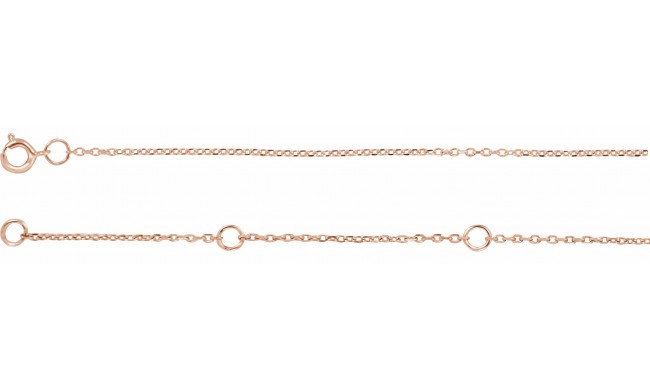 14K Rose 1 mm Adjustable Diamond-Cut Cable Chain 6 1/2-7 1/2 Bracelet