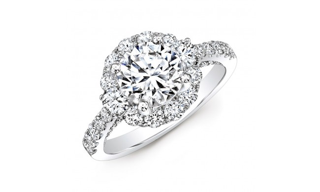 18k White Gold Large Diamond Halo Engagement Ring