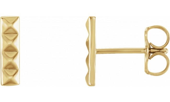 14K Yellow Pyramid Bar Earrings
