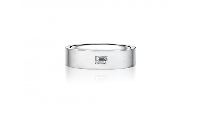 Henri Daussi 6mm Men's Wedding Band  Platinum White 0.15 Ctw.