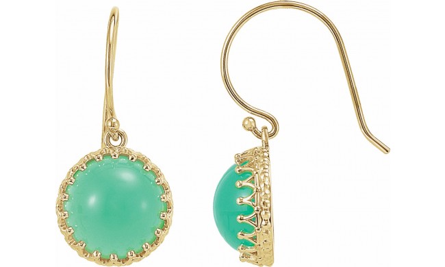 14K Yellow 10 mm Chrysoprase Dangle Earrings