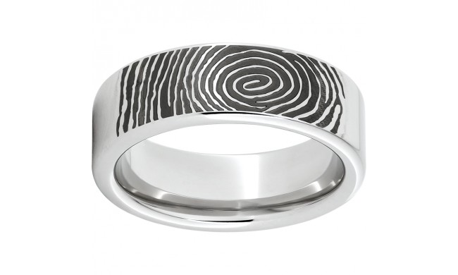 Serinium Pipe Cut Band with Custom Fingerprint Laser Engraving