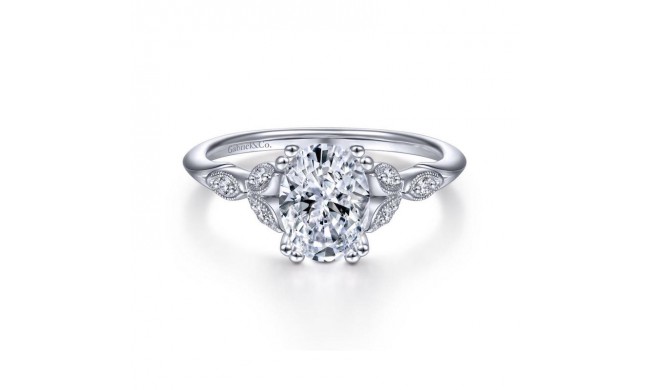 Gabriel & Co. 14k White Gold Victorian Straight Engagement Ring